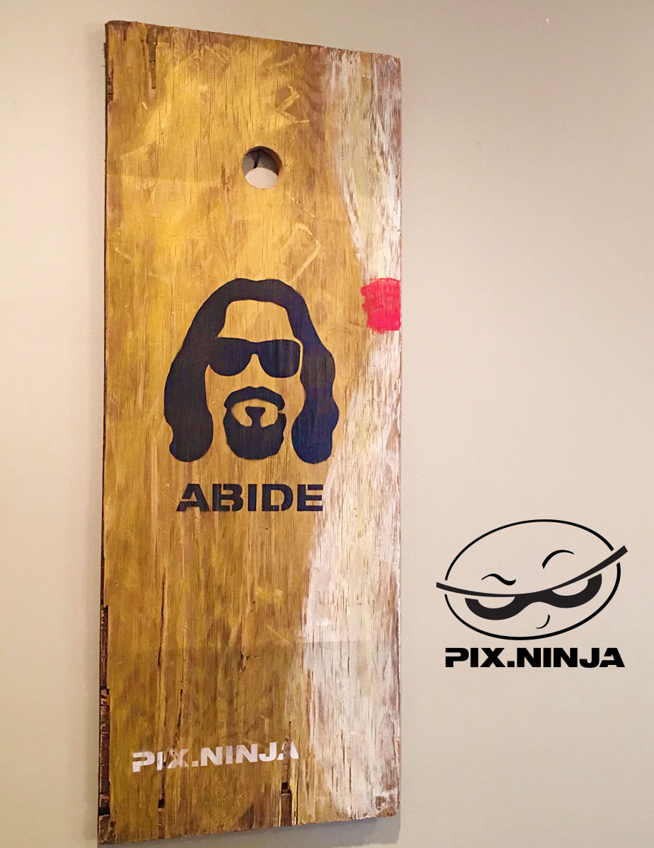 PixNinja The Dude Abides Mixed Media Stencil Spray Art