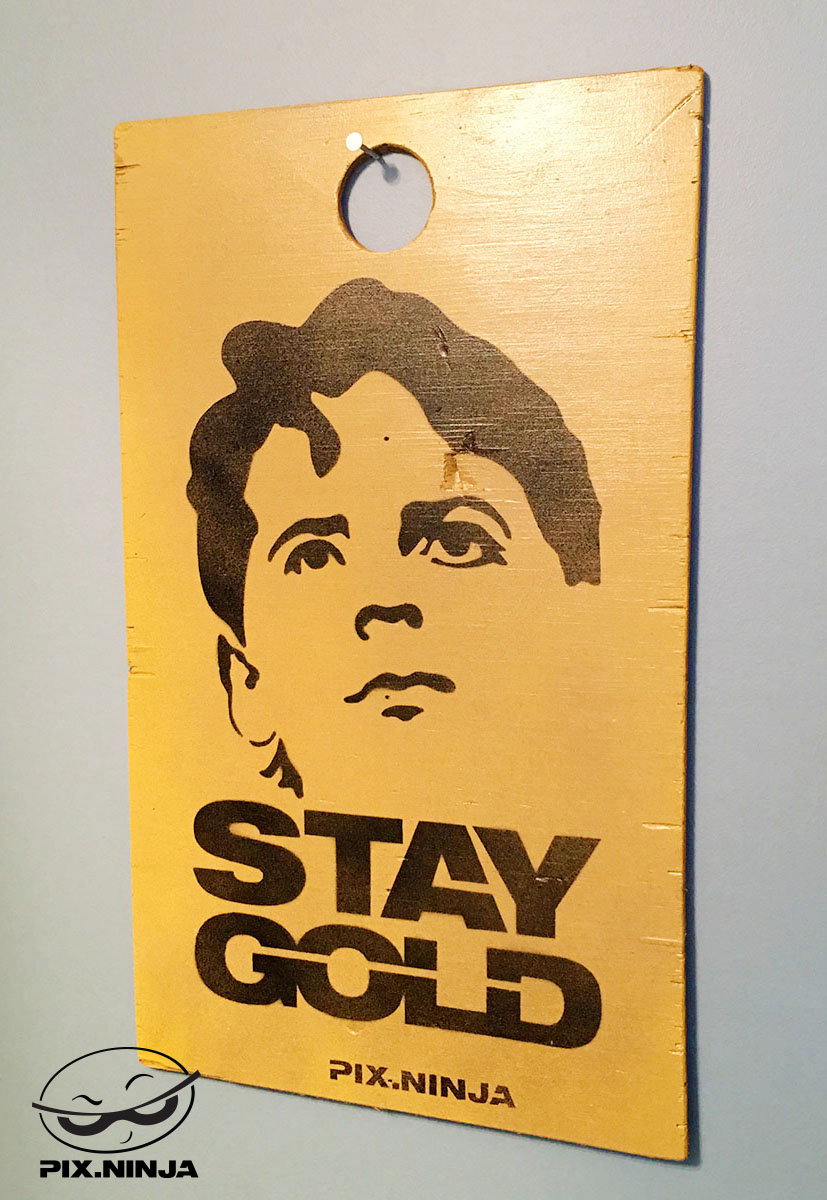 PixNinja Stay Gold Outsiders Pony Boy Mixed Media Stencil Spray Art